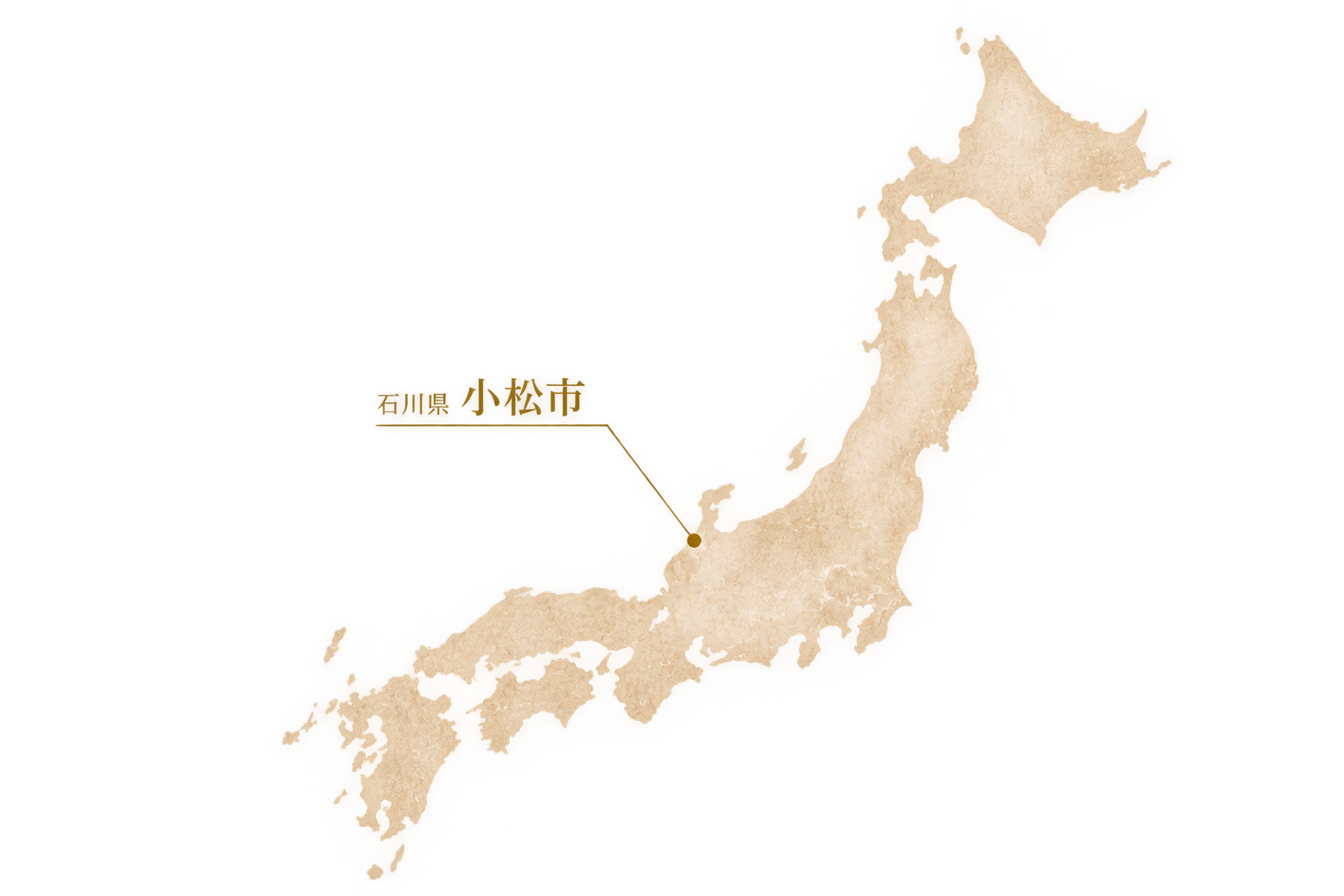 Illustrated map of Japan highlighting Komatsu in Ishikawa Prefecture